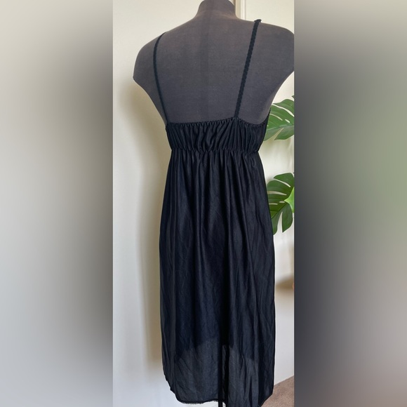 Vintage babydoll nighty/night dress black nylon rosette empire medium - Picture 4 of 4